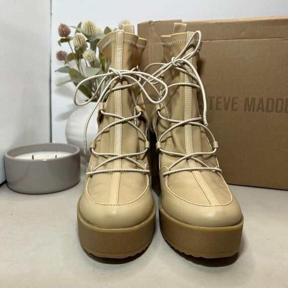 Steve Madden Atomic Lace Up Wedge Heel Ankle Boots Women's US 9.5 M NWB - Picture 2 of 8